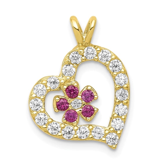 10K Yellow Gold Charm Pendant Themed Cubic Zirconia CZ 21 mm 10