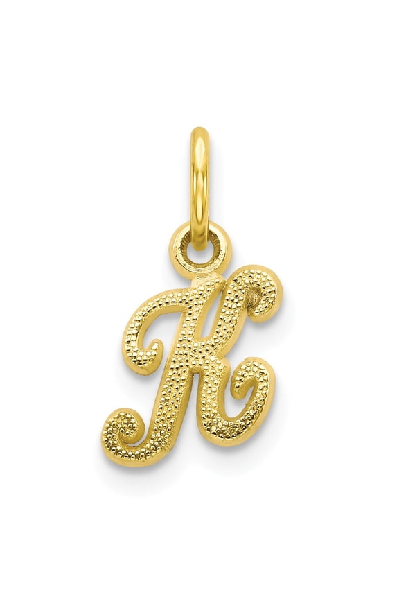 10K Yellow Gold Charm Pendant Themed Initial K