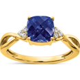 thumbnail image 1 of 10K Yellow Gold Checkerboard Created Sapphire And Diamond Ringsize 7 (Width 1.6 To 3.5) - Jbsp, 1 of 5