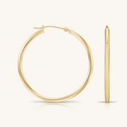 10K Yellow Gold Classic Round Hoop Earrings | 25mm | Everyday Hoop Earrings | Great for Women and Men | GB Jewelry & Co.