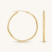 10K Yellow Gold Classic Round Hoop Earrings | 25mm | Everyday Hoop Earrings | Great for Women and Men | GB Jewelry & Co.