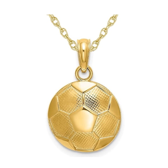 10K Yellow Gold Classic Soccer ball (Football) Charm Pendant Necklace with Chain for Men