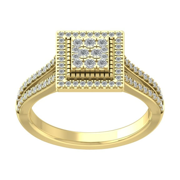 10K Yellow Gold Cluster Diamond Ring (1/2 cttw, I-J Color, I2-I3 Clarity), Size 9.5