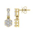 thumbnail image 1 of 10K Yellow Gold Cluster Round and Baguette Diamond Dangle Earrings (1/2 cttw, I-J Color, I2-I3 Clarity), 1 of 4