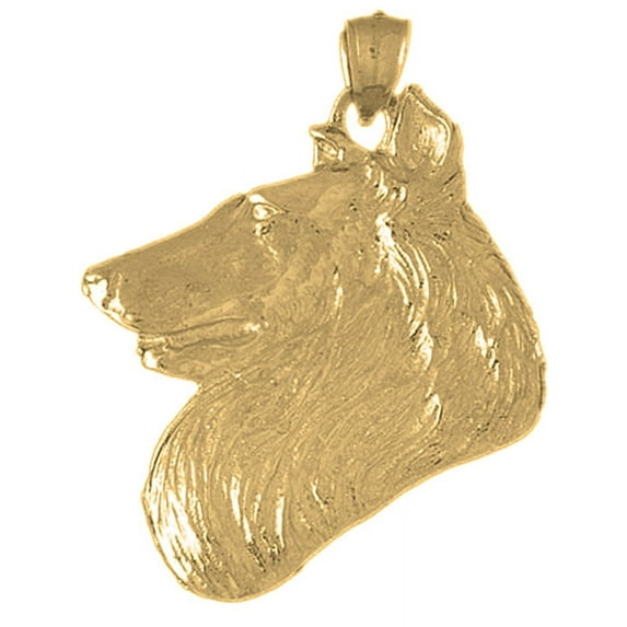 10K Yellow Gold Collie Dog Pendant - 46 mm