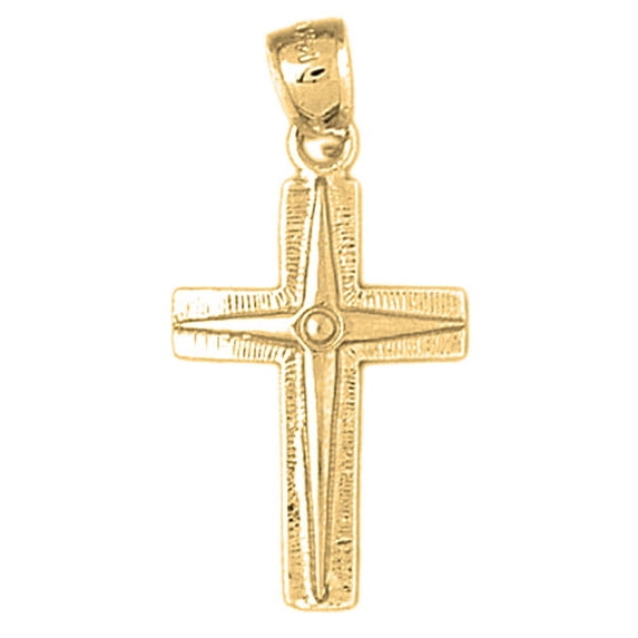 10K Yellow Gold Cross Pendant - 32 mm