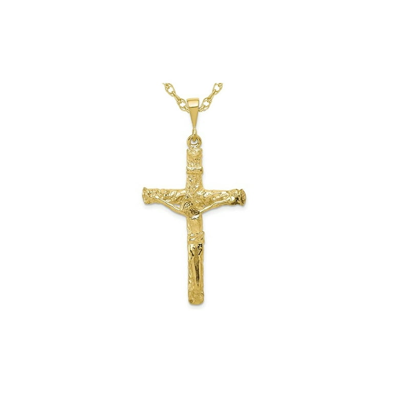 10K Yellow Gold Crucifix Cross Pendant Necklace with Chain