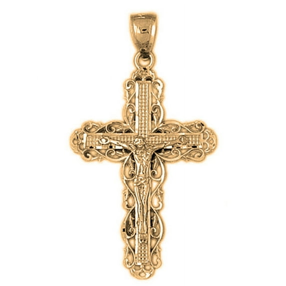 10K Yellow Gold Crucifix Pendant - 45 mm