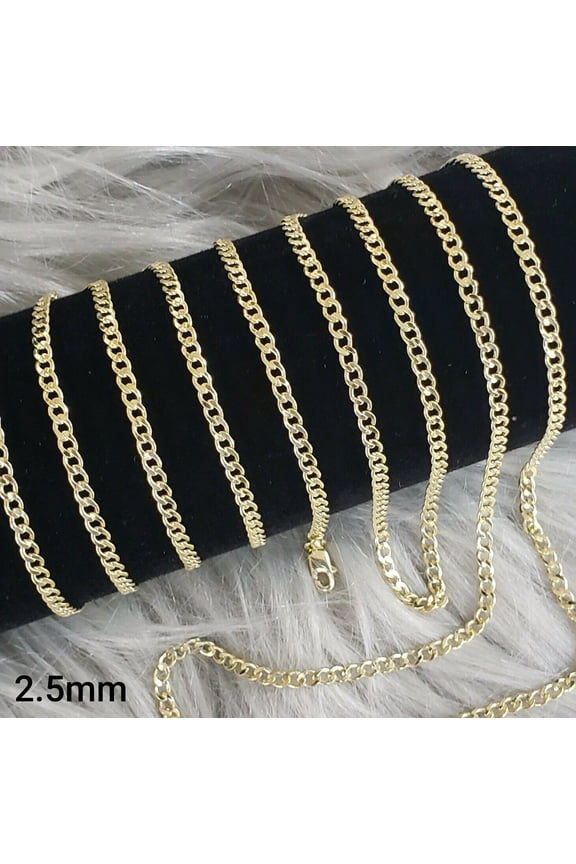 10K Yellow Gold Cuban Curb Chain Necklace 16"- 30" Link Chain 2.5mm-7mm (18",2.5mm)
