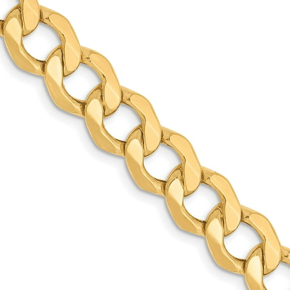 10K Yellow Gold Curb Chain Styles Necklace 7 mm Semi-Solid 24 inch