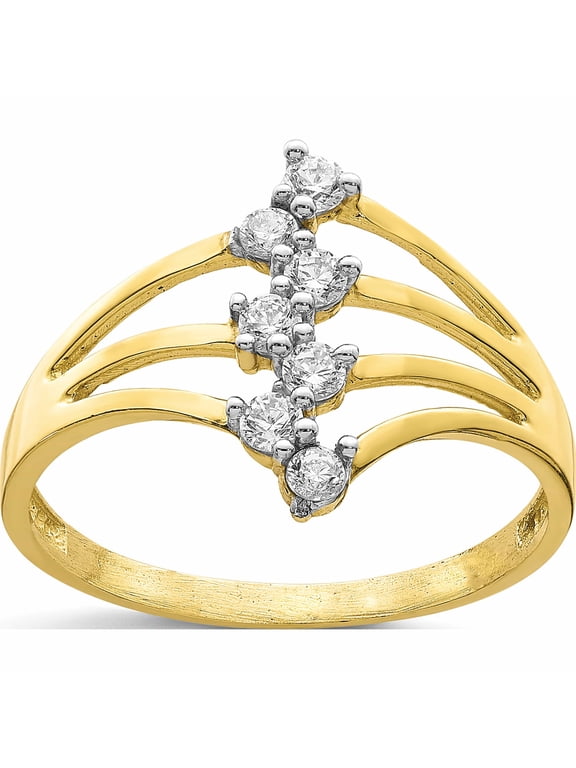 10K Yellow Gold Clear CZ 7-Stone Ring