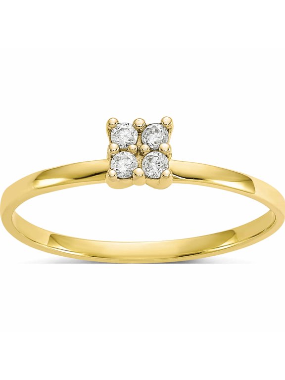 10K Yellow Gold 4-Stone Clear CZ Promise Ring