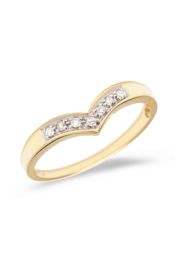 10K Yellow Gold Diamond Chevron Ring