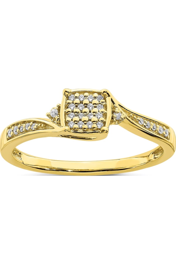 10K Yellow Gold Diamond Cluster Engagement Ring