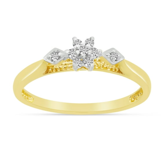 10K Yellow Gold Diamond Cluster Ring