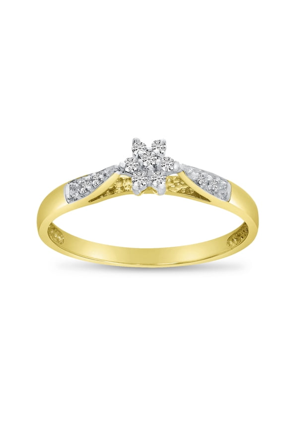 10K Yellow Gold Diamond Cluster Ring