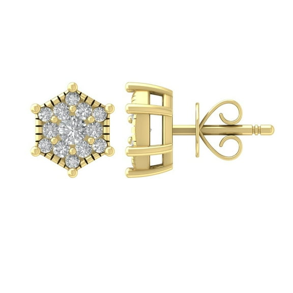 10K Yellow Gold Diamond Cluster Stud Earrings (1/4 cttw, I-J Color, I2-I3 Clarity)