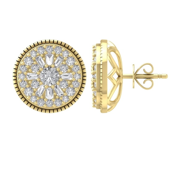 10K Yellow Gold Diamond Cluster Stud Earrings (1 cttw, I-J Color, I2-I3 Clarity)
