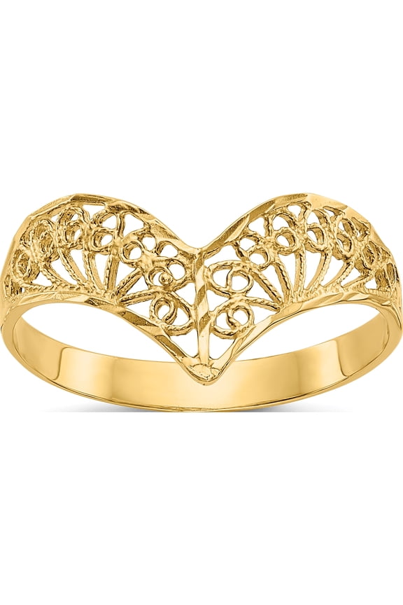 10K Yellow Gold Diamond-Cut Filigree Ringsize 7 (Width 3 To 10) - Jbsp