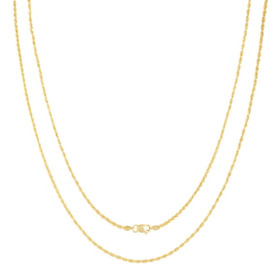 10K Yellow Gold Diamond Cut Rope Chain Necklace – Measures 20 Inches Length x 1.5mm Thickness