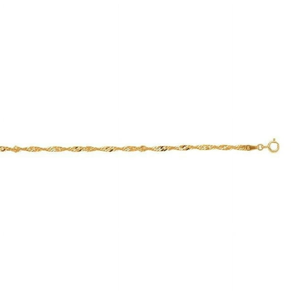 10K Yellow Gold Diamond Cut Textured Singapore Chain with Spring Ring Clasp