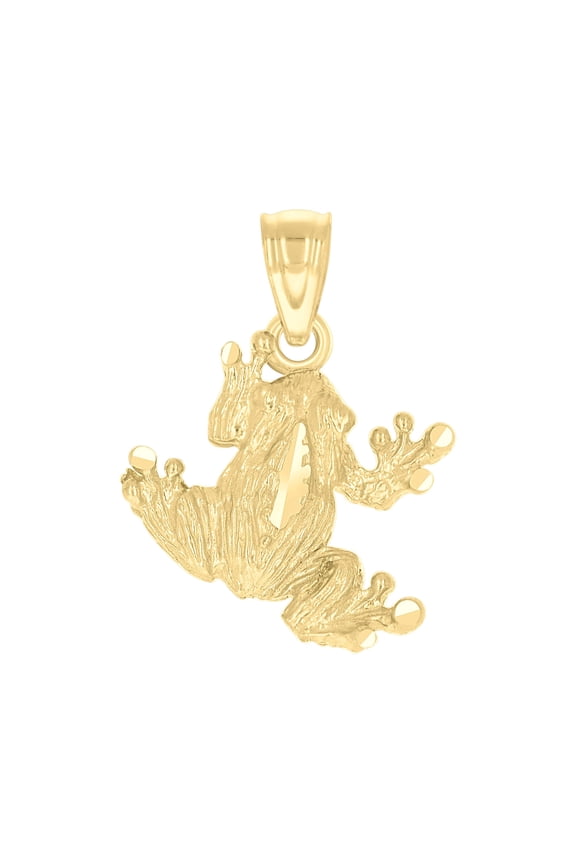 10K Yellow Gold Diamond-Cut Unisex Toad Frog Animal Charm Pendant
