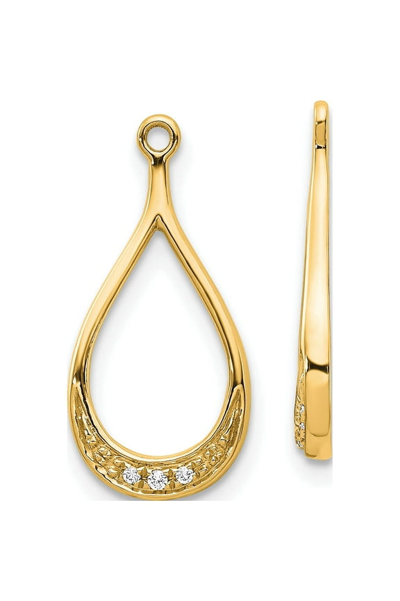 10K Yellow Gold Diamond Earring Jackets (Width 9) (Length 18) - Jbsp