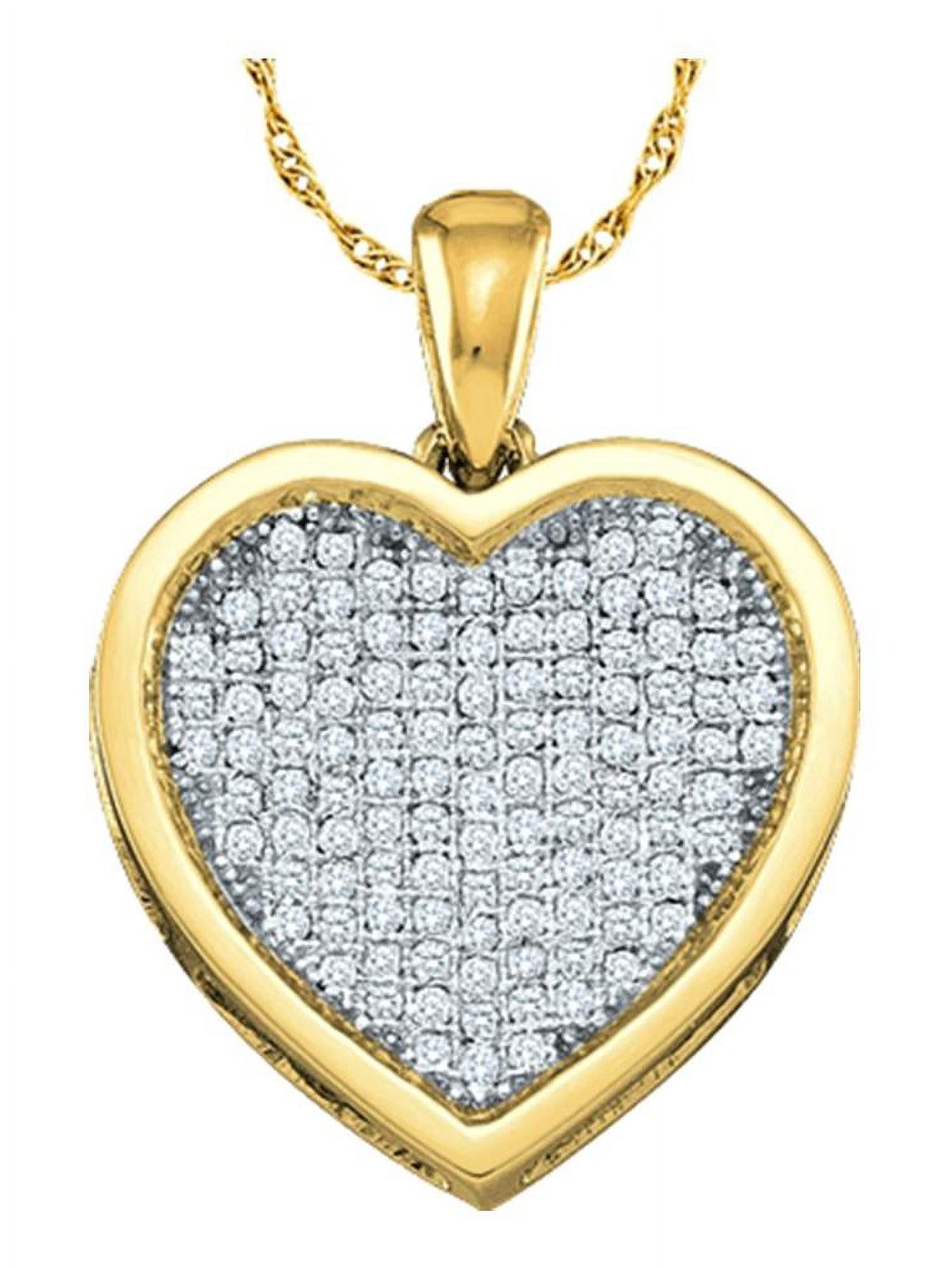 10K Yellow Gold Diamond Fine Small Lovely Sparkling Heart Necklace Pendant 1/20 Ctw.