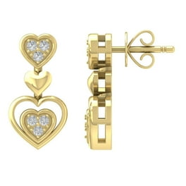 10k Yellow Gold Round Diamond Heart Dangle Screwback hotsell Stud Earrings 1/10 Cttw