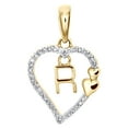 thumbnail image 1 of 10K Yellow Gold Diamond Heart Pendant Dangling Initial R Cut Out Charm 0.10 Ct., 1 of 6