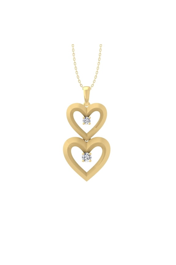 10K Yellow Gold Diamond Heart Pendant with Silver Yellow Plating Cable Chain Necklace 18" (1/8 cttw, I2-I3 Clarity, I-J Color)