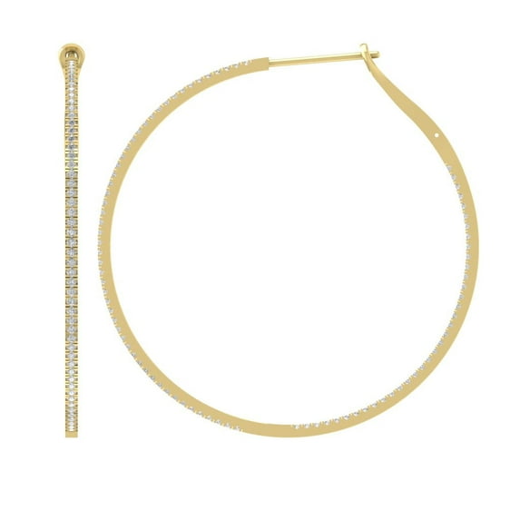 10K Yellow Gold Diamond Hoop Earrings (1 3/4 cttw, I-J Color, I2-I3 Clarity)