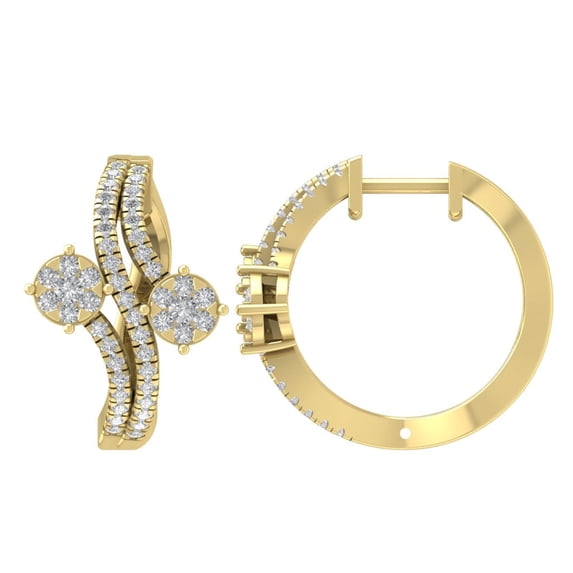 10K Yellow Gold Diamond Hoop Earrings (3/4 cttw, I-J Color, I2-I3 Clarity)