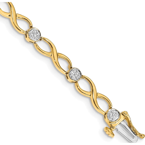 10K Yellow Gold Diamond Infinity Bracelet (Width 5) (Length 7) - Jbsp