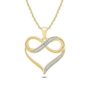 CALI TROVE 10K Yellow Gold Diamond Infinity Heart Pendant Necklace for Women (1/20 ct), 18?