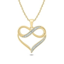 10K Yellow Gold Diamond Infinity Heart Pendant Necklace for Women (1/20 ct), 18?