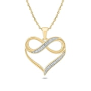 1/20 Ct Diamond Infinity Heart Necklace for Women 10K Yellow Gold Pendant 18"