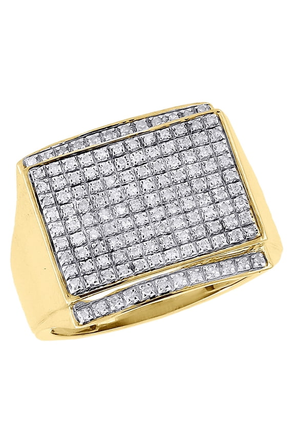 10K Yellow Gold Diamond Mens Round Pave Statement Fashion Pinky Ring 0.42 Ct.