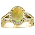 thumbnail image 1 of 10K Yellow Gold Diamond Natural Ethiopian HQ Opal Split Ring Oval 8x6mm, size 7.5, 1 of 2
