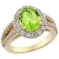 thumbnail image 1 of 10K Yellow Gold Diamond Natural Peridot Engagement Ring Oval 10x8mm, size 7.5, 1 of 3