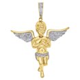 thumbnail image 1 of 10K Yellow Gold Diamond Praying Hands 3D Angel Pendant 2.15" Pave Charm 1/2 CT., 1 of 5