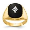 thumbnail image 1 of 10K Yellow Gold Diamond Round Onyx Black Ring Band, Size 5, 1 of 5