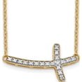 thumbnail image 1 of 10K Yellow Gold Diamond Sideways Cross 18In Necklace (Width 20) (Length 18) - Jbsp, 1 of 5