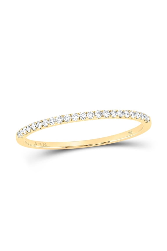 10K Yellow Gold Diamond Timeless Stackable Wedding Band Anniversary Ring 1/8 CT