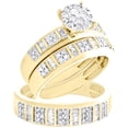 thumbnail image 1 of 10K Yellow Gold Diamond Trio Set Bar Bridal Set + Matching Wedding Band 1 CT, 1 of 9