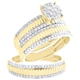 thumbnail image 1 of 10K Yellow Gold Diamond Trio Set Circle Bridal Set + Fluted Wedding Band 1 CT, 1 of 9