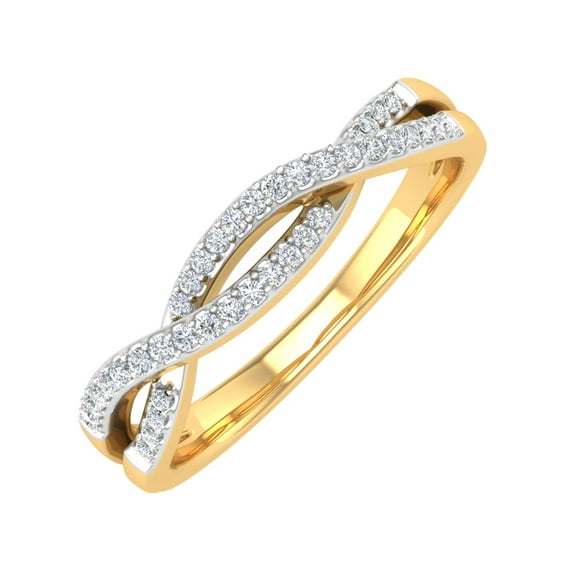 10K Yellow Gold Diamond Twisted Wedding Band Ring (0.13 Carat) (Ring Size 7)