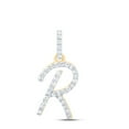 thumbnail image 1 of 10K Yellow Gold Diamond Women Fancy Script Font Initial R Letter Pendant 1/6 CT, 1 of 1