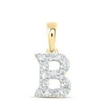 thumbnail image 1 of 10K Yellow Gold Diamond Women's Block Font Initial B Mini Letter Pendant 1/5 CT, 1 of 1