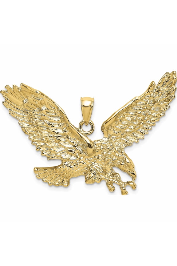 10K Yellow Gold Eagle with Beak Touching Claws Charm